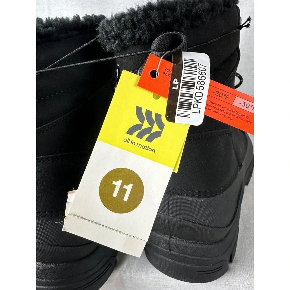 All in Motion‎ Mens Blaise Waterproof Snow Boots Black Faux Fur Lined Size 11